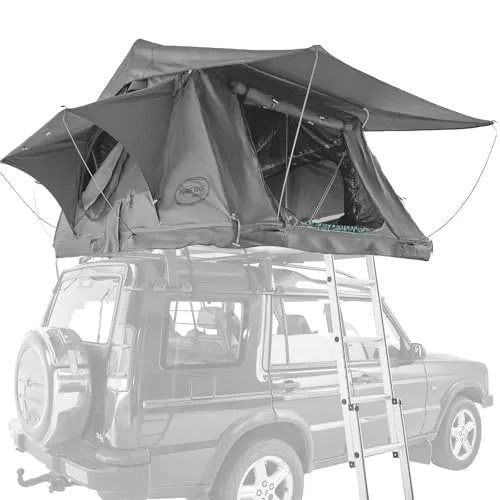 Prime Tech Dachzelt Wasteland L - Leicht & Wasserdicht - Dachzelt für Autos, nur 50 kg leicht und ideal für schnelle Montage. Optimale Platznutzung mit 240 x 140 cm Liegefläche, wetterfest und stabil für jedes Abenteuer.