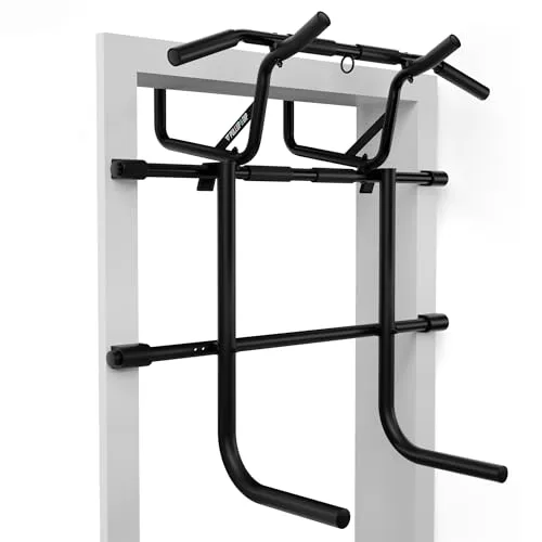 PULLUP & DIP Klimmzugstange mit Dip Station – Türrahmen ohne Bohren - 2-in-1 Klimmzug- und Dip Station für effektives Bodyweight-Training zu Hause. Flexibles Stecksystem, einfach einhängbar und ohne Werkzeug. Stabil bis 110 kg, ideal für schnelle Workouts und unterschiedliche Körpergrößen.