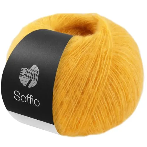LANA GROSSA Soffio | Flauschiges Lace-Garn aus Merino- & Baumwolle mit 10% Kaschmir | Handstrickgarn aus 60% Schurwolle (Merino superfein), 30% Baumwolle (Bio) | 25g zum Stricken | 212m Garn FB 7