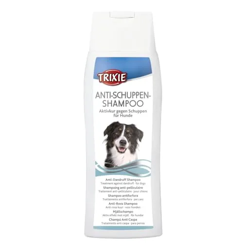 Trixie Anti-Schuppen Shampoo 250ml - Hunde Shampoo - Effektives Anti-Schuppen Shampoo für Hunde. Reinigt sanft und unterstützt die Pflege des Fells. Ideal für eine gesunde Fellstruktur und einen frischen Duft.