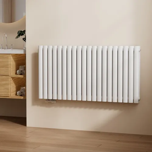 EMKE Design-Heizkörper Horizontal 1828W - Eleganter Heizkörper mit ovalem Rohrdesign, 1828W Heizleistung, ideal für effiziente Raumheizung in modernen Innenräumen.