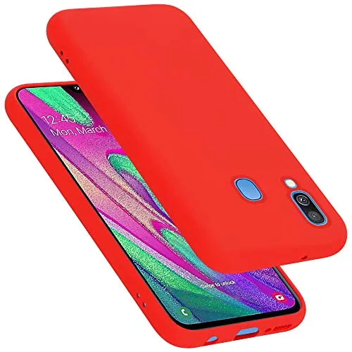 Cadorabo Hülle kompatibel mit Samsung Galaxy A40 Hülle Silikon Handyhülle für Galaxy A40 Case aus flüssigem Silikon- Kratzfeste und stoßfeste dünne TPU Schutzhülle - Liquid ROT