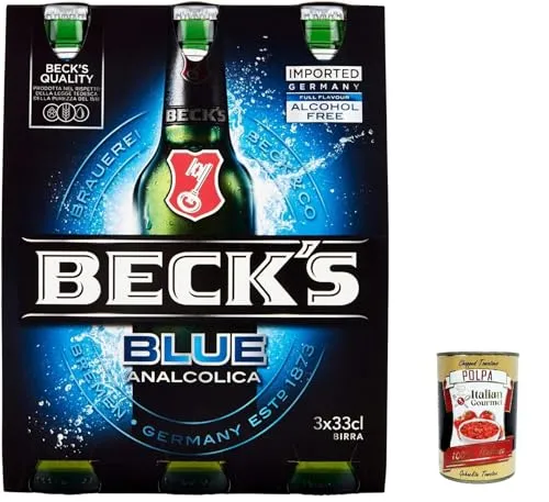 12x Birra Becks alkoholfrei 0,33l Flasche + Italian Gourmet Polpa 400g - Helles Bier, alkoholfrei mit 0% Alkohol, perfekt für Genuss ohne Reue. Erleben Sie die deutsche Brautradition mit einem Gratis Italian Gourmet Polpa di Pomodoro!