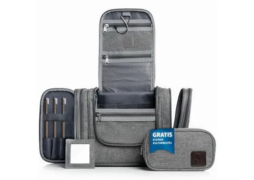 Obics Kulturbeutel XXL 8 Liter - 2-teilig, zum Aufhängen - Kulturbeutel für Damen & Herren mit 10 Fächern, wasserabweisend und handgepäcktauglich. Ideal für Reisen, organisiert Ihre Kosmetik optimal!