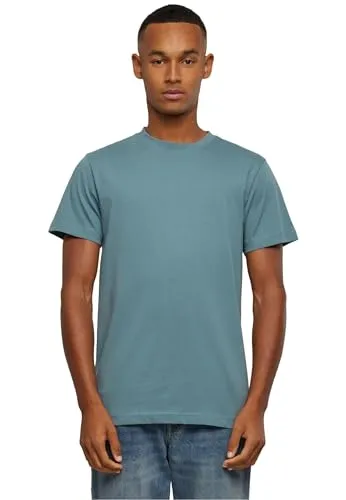 Build Your Brand Herren T-Shirt Round Neck, Männer Basic T-Shirt mit Rundhalsausschnit, Regular Fit, Baumwolle, Dustyblue, M