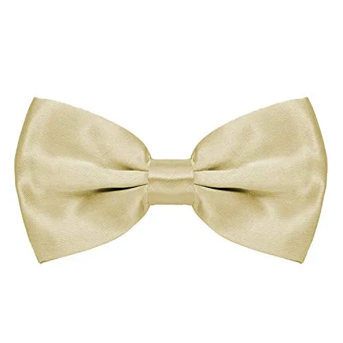 MASADA Herren Fliege Beige glänzend und stufenlos verstellbar, handgefertigt mit Hakenverschluss - 12 x 6 cm 100% Polyester
