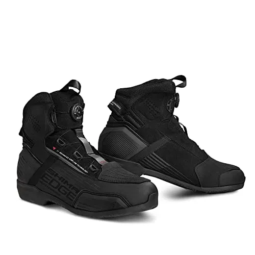 SHIMA Herren Edge Motorradschuhe - Schwarz, Größe 46 EU - Motorradstiefel mit verstärkter Ferse und Knöchelstütze für optimalen Schutz, wasserdicht und atmungsaktiv – ideal für unvorhersehbares Wetter und maximalen Komfort auf dem Motorrad.