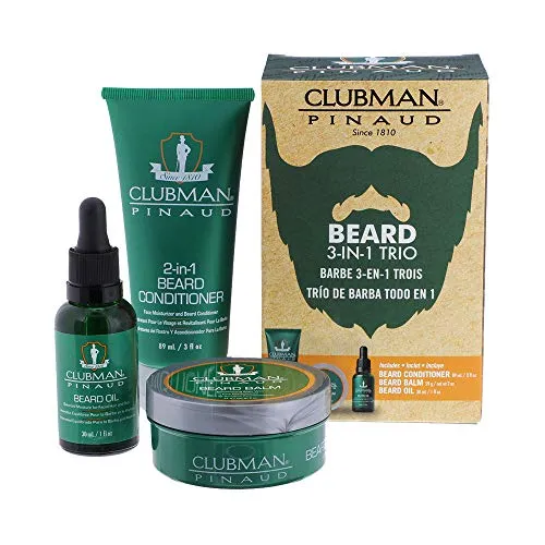 CLUBMAN All-in-1 Barttrio - Balms für Nachbehandlungen; 3-in-1 Bartpflege Set mit Bartpflege, Bartbalm und Bartöl für eine optimale Bartpflege und Styling.