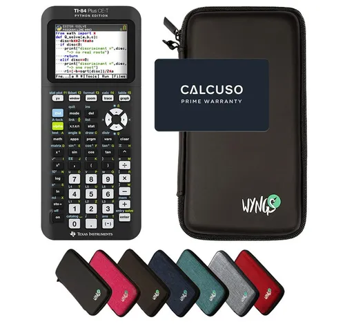 Texas Instruments TI-84 Plus CE-T Python Edition mit WYNGS Schutztasche - Taschenrechner mit hochauflösendem Farbdisplay, ideal für Schüler und Studenten. Inklusive robuster WYNGS Schutztasche für optimalen Schutz und sichere Aufbewahrung.