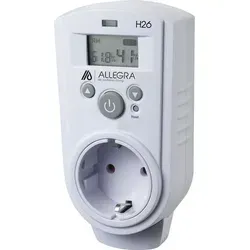 Allegra Hygrostat Steckdose - Feuchteregler für optimale Luftfeuchtigkeit - Thermostat zur Regulierung der Luftfeuchtigkeit in Räumen, ideal für Luftbefeuchter und -entfeuchter. Einfache Bedienung und integriertem Akku für Datenspeicherung.