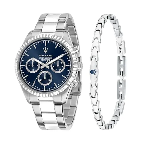 Maserati COMPETIZIONE R8853100047 Herrenarmbanduhr - Elegante Herrenarmbanduhr mit Quarzwerk, 43 mm Gehäuse aus Edelstahl, blauem Zifferblatt und multifunktionalen Anzeigen. Ideal für stilbewusste Männer.
