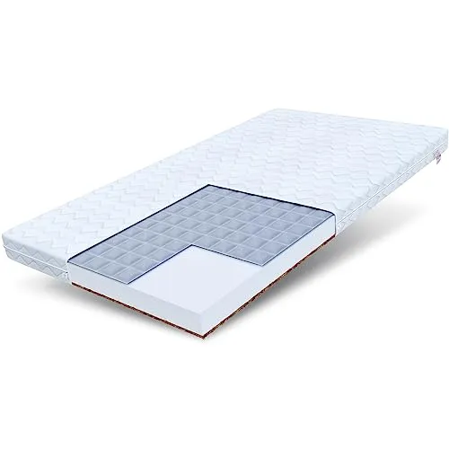 FDM Baby Comfort Schaumstoffmatratze 90 x 180 cm Kokos Buchweizen Matratze 9 cm Höhe Kindermatratze Härtegrad H2/H3 (Mittelweich/Mittelhart) Bezug Zweiseitig Abnehmbar Waschbar