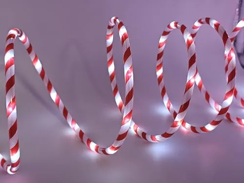 Bambelaa! LED Lichterschlauch Zuckerstange 6m - Lichterketten für Außen & Innen, formbarer LED-Schlauch in rot-weiß, perfekt für festliche Weihnachtsdekoration im Garten oder am Balkon.