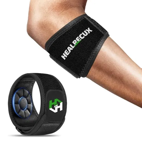 Healrecux Ellenbogenbandage für Männer und Frauen – Einstellbare Unterstützung bei Unterarmbeschwerden - Verstellbare Ellenbogenbandage mit gezielter Kompression für optimalen Halt und Komfort. Ideal für sportliche Aktivitäten und zur Linderung von Beschwerden. Hergestellt aus atmungsaktiven Materialien für eine angenehme Trageerfahrung.