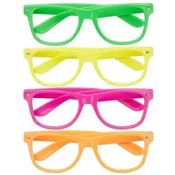 Relaxdays Bunte Partybrille im 4er Set Gelb,Grün,Pink