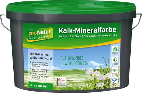 proNatur Kalk-Mineralfarbe 10 l - Schimmelresistent - Farben für den Innenbereich, besonders schimmelbeständig und waschbar, ideal für alle Zimmer wie Küche, Bad und Wohnzimmer.