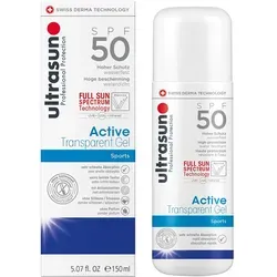 Ultrasun Active Transparent Gel SPF 50 - Transparentes Sonnenschutz-Gel mit hohem Lichtschutzfaktor, ideal für aktive Sportler. Schnell einziehend und nicht fettend, bietet es zuverlässigen Schutz bei Outdoor-Aktivitäten.