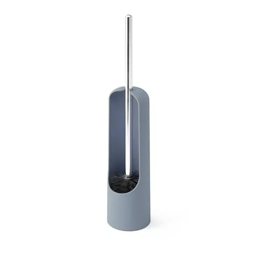 TOUCH TOILET BRUSH SLATE BLUE - WC-Bürstenhalter mit modernem Design, platzsparend und aus langlebigem Soft-Touch Material, inklusive schlichter Bürste mit Chromgriff. Ideal für ein elegantes Badezimmer.