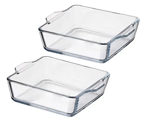 Mini Auflaufform 15cm x 13cm - 2er Set für Airfryer & mehr - Praktisches 2er Set Mini Auflaufformen aus hitzebeständigem Borosilikatglas. Ideal für Portionsgerichte, mikrowellen- und backofenfest bis 400°C. Perfekt zum Servieren und für die einfache Zubereitung.