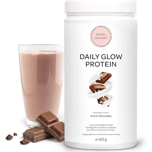 pretty woman Daily Glow Eiweiß Protein Pulver für Frauen, 420g - Cremiger Protein-Shake für Frauen mit Vitaminen und Mineralstoffen. Ideal nach dem Sport oder als Snack. Überzeugt durch hohe Proteinwerte und köstlichen Geschmack.