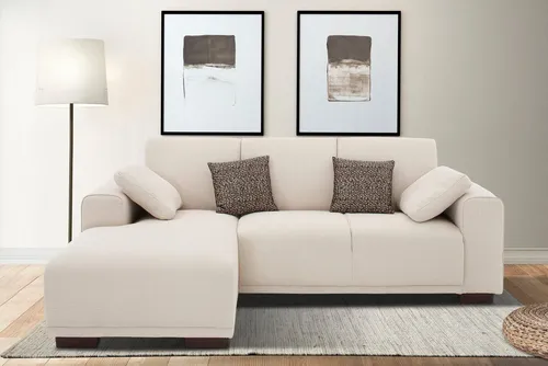 Ecksofa HOME AFFAIRE "BORNHOLM L-Form mit Recamiere" - Sofas im klassischen Landhausstil, wahlweise mit links oder rechts bestellbarer Recamiere. Hoher Sitzkomfort durch Wellenunterfederung und inklusive 2 Kissen. Ideal zum Entspannen und gemütlichen Beisammensein.