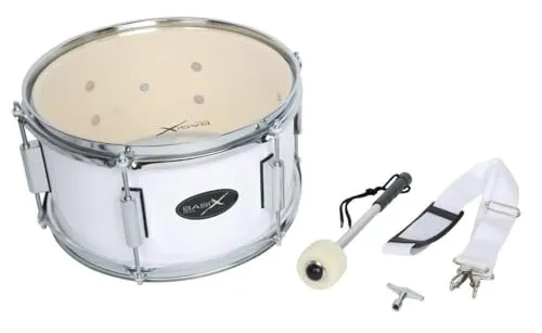 GEWA Marching Drum 12 x 7", weiße Holzkessel Marschtrommel - Snaredrum mit 6-lagigem Holzkessel, inklusive Trageriemen und Schlägel für optimale Mobilität und Klangqualität.