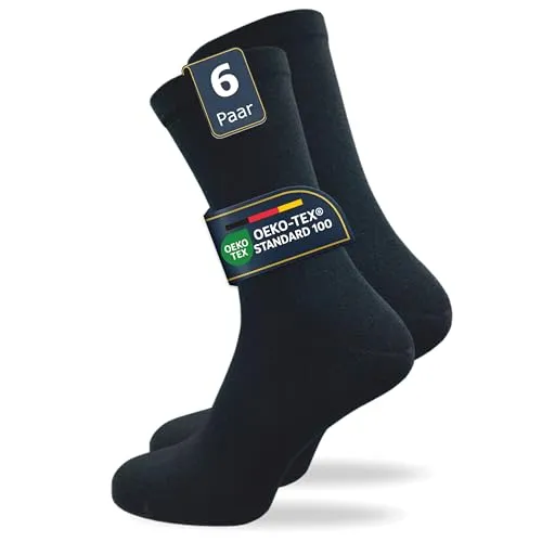 GAWILO Herren Venensocken (6 Paar) | Ohne Gummibund & ohne Naht | Venenfreundliche, blickdichte Wellness Socken | Geeignet für Diabetiker (39-42, schwarz)
