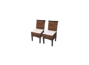 Esszimmerstuhl Acireale 2er-Set - Dunkel mit Kissen - Stühle aus hochwertigem Korbgeflecht, ideal für stilvolle Esszimmer. Inklusive komfortabler Kissen für extra Sitzkomfort.