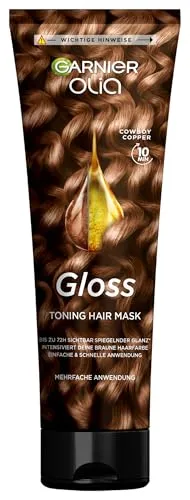 GARNIER Olia Gloss Tinted Hair Mask - Cowboy Copper 150 ml - Entdecke die GARNIER Olia Gloss Tinted Hair Mask für strahlendes Haar! Diese innovative Maske sorgt für leuchtende Farbreflexe und pflegt gleichzeitig mit natürlichen Ölen. Ideal für ein atemberaubendes Finish, das bis zu 72 Stunden anhält.