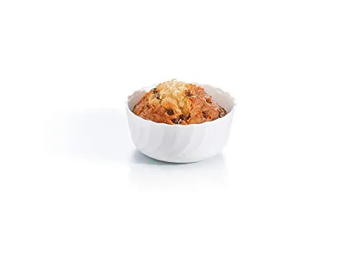 Luminarc 06962 Ramekin Auflaufform Trianon 12 cm Aufbackform Auflaufförmchen Mini Ofenförmchen Pastetenform Creme Brulee Muffins Wellenrand Hartglas Mikrowellen-Spülmaschinenfest weiß modern, Glas