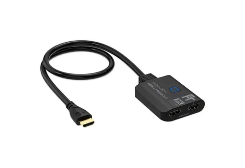 FeinTech HDMI-Splitter SW211 - HiFi-Kabel, bi-direktionaler HDMI-Switch für flexibles Anschließen von 2 Zuspielern an 1 Display oder umgekehrt, unterstützt 4K 120Hz und 8K VRR, inklusive LED-Anzeige und Farbaufkleber für einfache Handhabung.