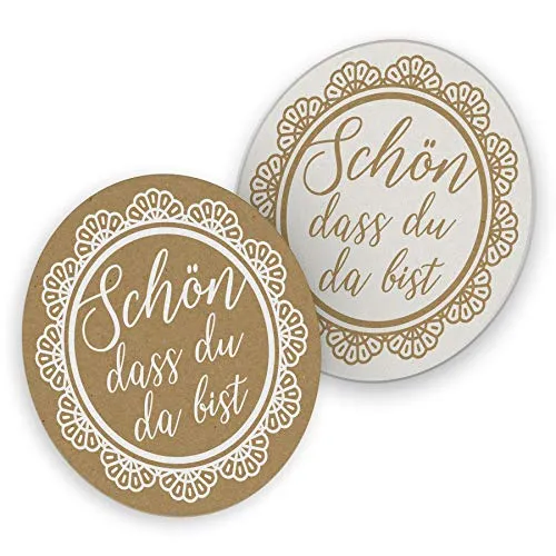 itenga 40x Bierdeckel Untersetzer aus Pappe I Schön DASS du da bist Vintage Spitze I rund, Ø 10,7 cm I ideal als Untersetzer bei Allen Anlässen