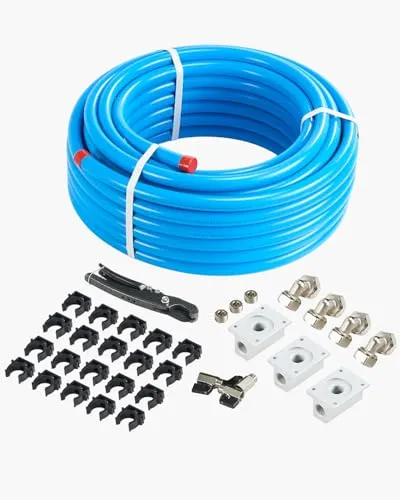 VEVOR Luftkompressor-Leitungssatz 3/4 Zoll x 100 Fuß - Kompressoren - Hochwertiges HDPE/Aluminium-Luftleitungssystem, ideal für Werkstätten mit leisen Betrieb und einfacher Installation.