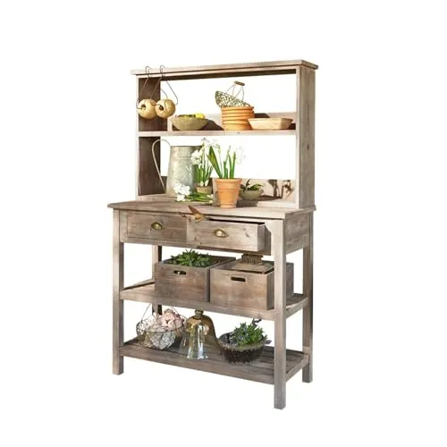 Loberon Pflanztisch Landover aus Tannenholz - Robuster Gartenarbeitsplatz mit Antik-Lasur, 158x100x40 cm - Loberon Pflanztisch Landover aus Tannenholz bietet einen stabilen Arbeitsbereich für Ihre Gartenprojekte. Die ansprechende Antik-Lasur sorgt für ein elegantes Design.