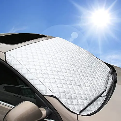 Beeway Sonnenschutz Frontscheibe mit UV-Schutz - Halb- & Ganzgaragen, schützt vor UV-Strahlen und Frost, ideal für den Winter und Sommer, leicht und kompakt mit Klettverschluss.