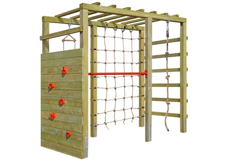 Gartenpirat Kinder Klettergerüst Premium – Großes Holz-Klettergerüst für Garten - Schaukeln & Klettern: Hochwertiges Klettergerüst aus massivem Holz mit vielseitigen Kletterelementen, ideal für die Entwicklung von Kindern im Alter von 3 bis 14 Jahren.