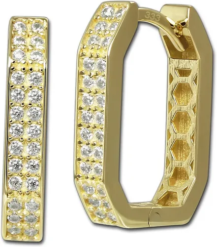 GoldDream Creolen mit Zirkonia - Eleganter Ohrschmuck aus 333 Gelbgold - Elegante Creolen aus 333 Gelbgold mit funkelnden Zirkonia. Ideal für jeden Anlass, überzeugen sie durch ihre stilvolle Karree-Form und den praktischen Klappverschluss.