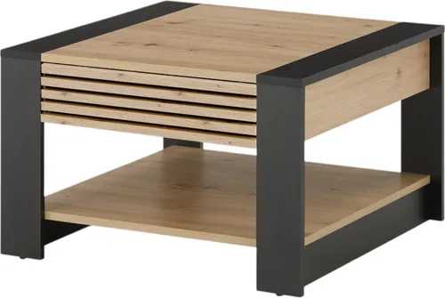 FERRA Couchtisch - Beistelltisch in Stäbchenoptik 70x70 cm - Beistelltisch fürs Wohnzimmer mit modernem Design, 1 Schubkasten und offener Ablage für zusätzlichen Stauraum.