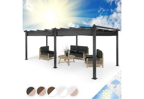 blumfeldt Pavillon Pantheon 3x6 - Stabiler Gartenpavillon mit Sonnenschutz - Pavillons: Der blumfeldt Pantheon Pavillon bietet mit seinem stabilen Aluminiumgerüst und einem raffbaren Baldachin perfekten Schatten und schützt vor Sonne und Regen. Ideal für entspannte Stunden im Garten!