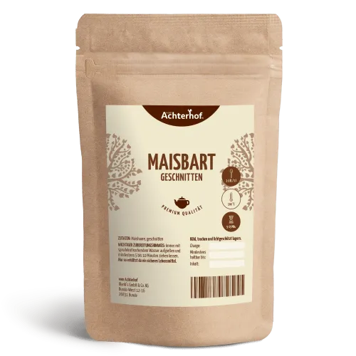 Maisbarttee 250 g - Natürliches Kräutertee von vom-Achterhof - 100 % naturrein ohne Konservierungsstoffe, getestet in Deutschland. Ideal für Teeliebhaber, die Wert auf Qualität legen. Schnellversand mit DHL in 1-2 Werktagen.