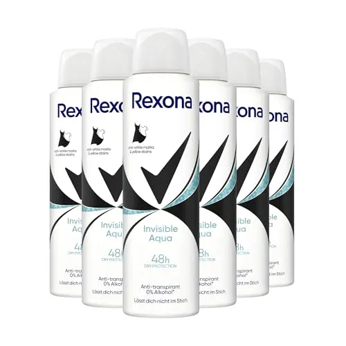 Rexona MotionSense Deo Spray Invisible Aqua 48h Schutz - Deo Spray für 48 Stunden zuverlässigen Schutz gegen Schweiß, 6er Pack mit frischem Duft, ideal für aktive Tage.
