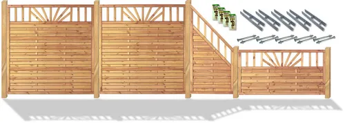 KONIFERA Sichtschutzelement FRISCO - Komplettset mit sonnigem Design - Sichtschutzzäune aus druckimprägniertem Kiefer/Fichte, ideal für stilvolle Gartenabgrenzungen und als Designelement.