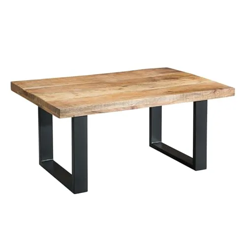 Riess-Ambiente Couchtisch IRON CRAFT 100cm - Natur/Schwarz - Eleganter Couchtisch aus massivem Mango-Holz und robustem Eisen-Gestell, ideal für stilvolle Wohnzimmer. Pflegeleicht und individuell durch natürliche Holzstrukturen.