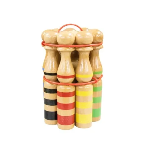 GICO Kegelspiel Kegel Set - Holz Bowling für Kinder & Erwachsene - Bowling Spiel aus massivem Holz (24 cm), ideal für Garten und Wohnung. Nachhaltig produziert und perfekt für die ganze Familie – für stundenlangen Spielspaß!