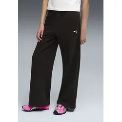 PUMA Mädchen Essentials Hose mit weitem Bein 140, Schwarz - Bequeme Hose aus French Terry mit weitem Bein, ideal für den Alltag. Hoch geschnittener Bund und praktische Seitentaschen sorgen für Komfort und Stil.