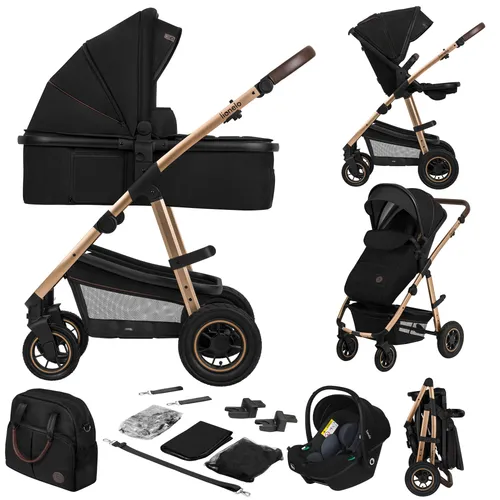 LIONELO Amber 3 in 1 Kombikinderwagen Set - Multifunktionaler Kinderwagen mit sportlichem Sitz, Babywanne und Autositz. XXL-Dach mit UV-Schutz und umfangreichem Zubehör für höchsten Komfort und Sicherheit.