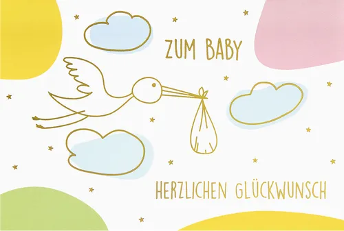 Geburt – Baby  - Glückwunschkarte im Format 11,5 x 17 cm mit Briefumschlag