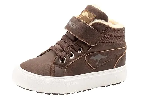KangaROOS Unisex Baby Kavu III Sneaker, Braun, 21 EU - Baby Sneaker für Jungen, gefüttert und wasserabweisend, ideal für kalte Tage. Mit praktischen Klett- und Reißverschluss für leichtes An- und Ausziehen – perfekt für aktive Kleinkinder.