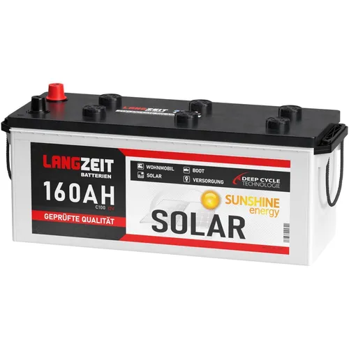 Solarbatterie 12V 160AH - Leistungsstarke Versorgungsbatterie für Wohnmobile - Sonstige, ideal für Boot, Wohnmobil und Fahrzeuganwendungen, mit 600 Zyklen bei 30% DOD für zuverlässige Energieversorgung.