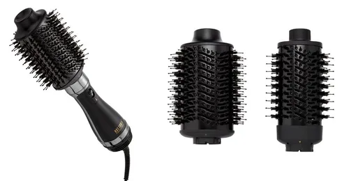 Hot Tools Volumiser Set 2 in 1 Brush & Dryer – Schwarz - Haartrockner mit wechselbaren Köpfen für voluminöse Styles und schnelles Styling in einem Schritt.